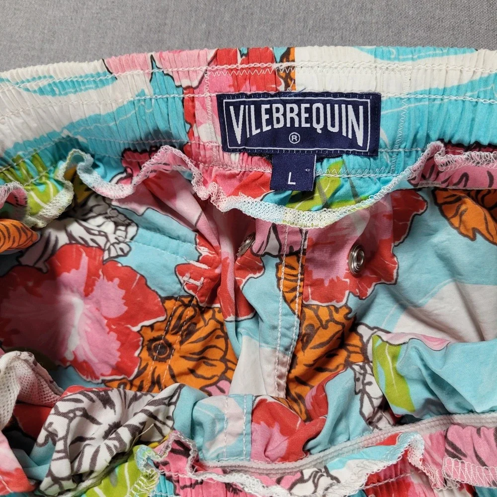 Vilebrequin Men's Swim Trunks L Large slSwimsuit Floral Hibiscus Elephant